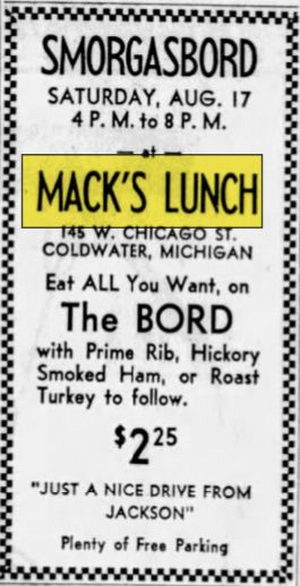 Macks Lunch - Aug 16 1957 Article (newer photo)